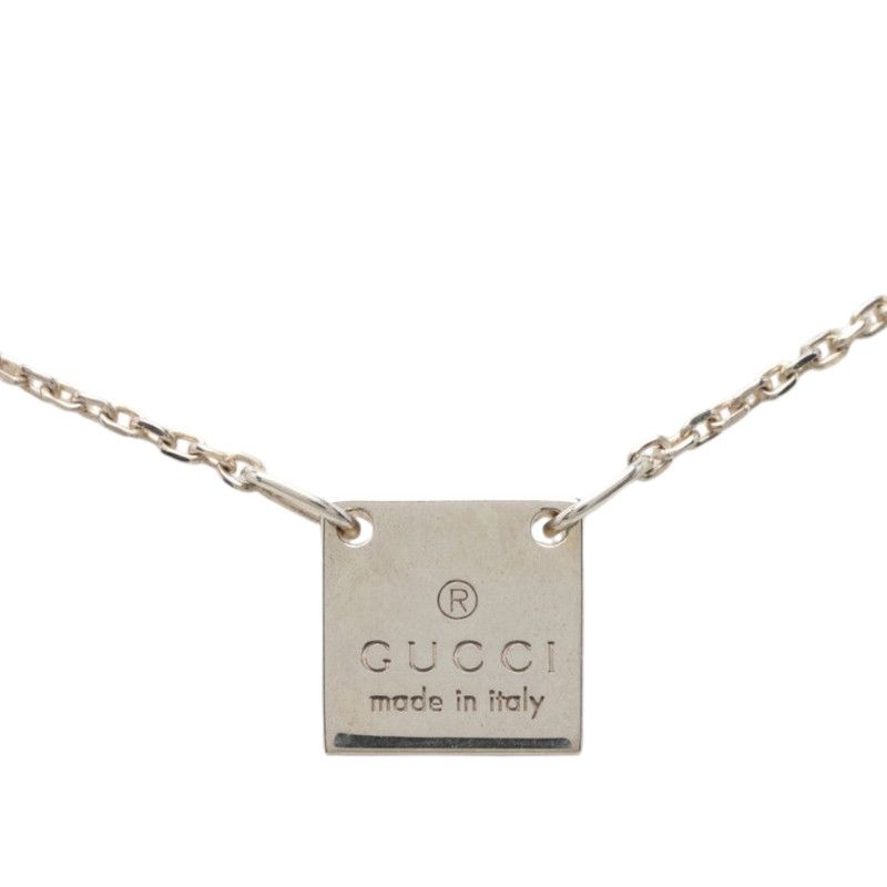 Gucci Mini Square Plate Pendant Silver