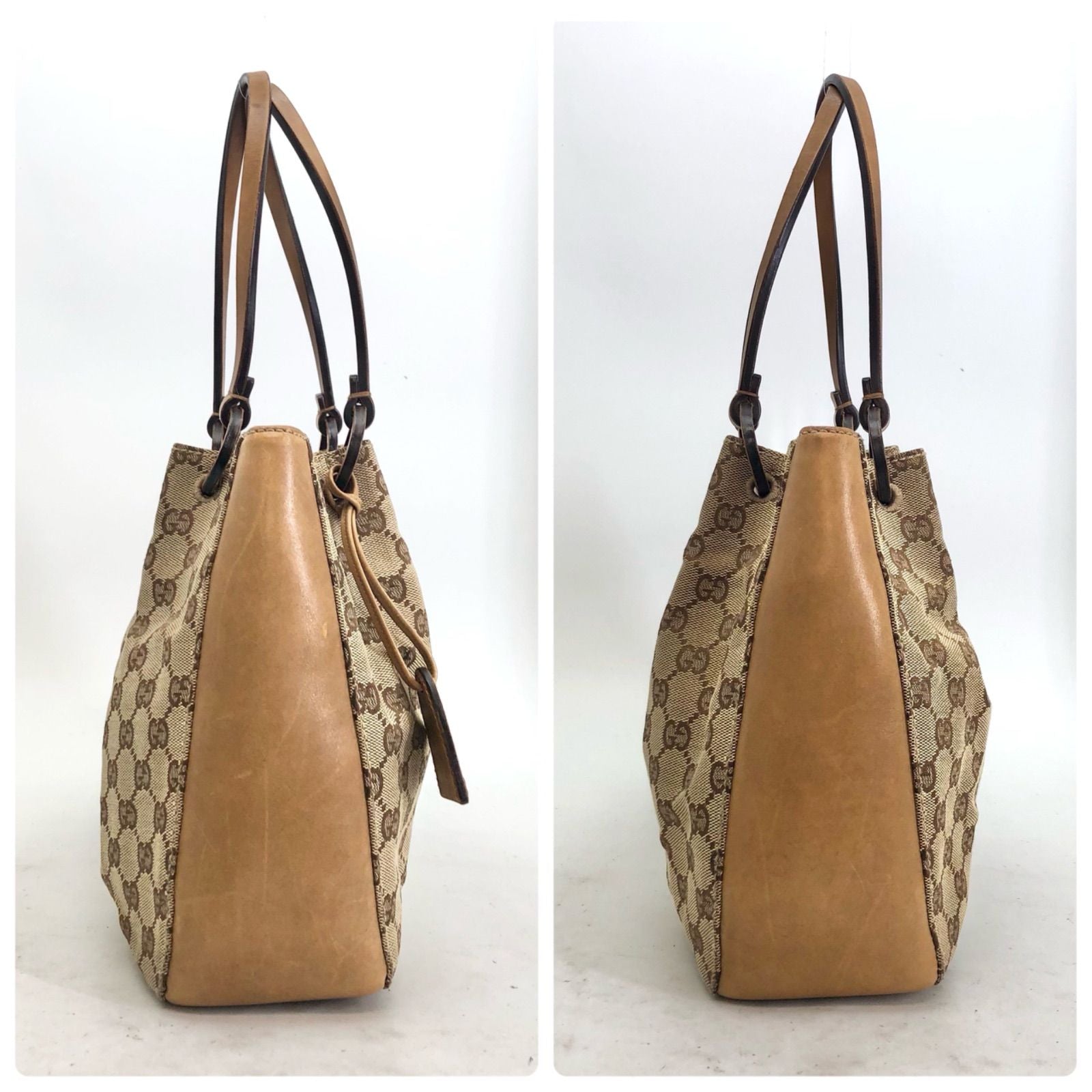 Gucci GG Canvas Tote Business Everyday Leather Brown — view 4