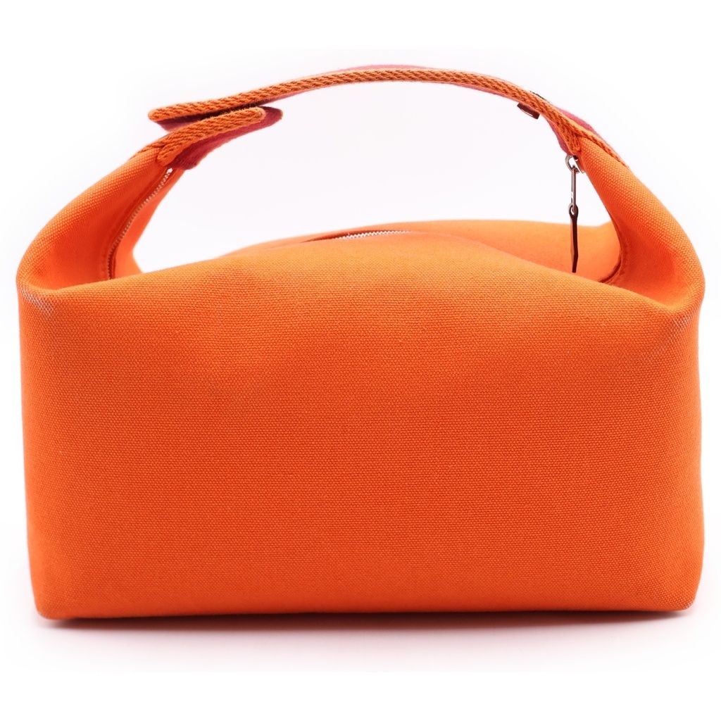 Hermes Brid Black PM Handbag Pouch Canvas Orange — view 2