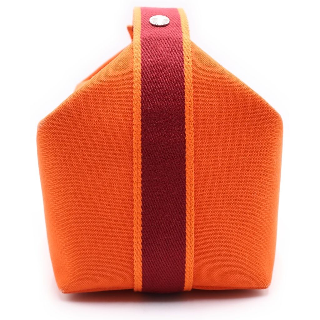 Hermes Brid Black PM Handbag Pouch Canvas Orange — view 3