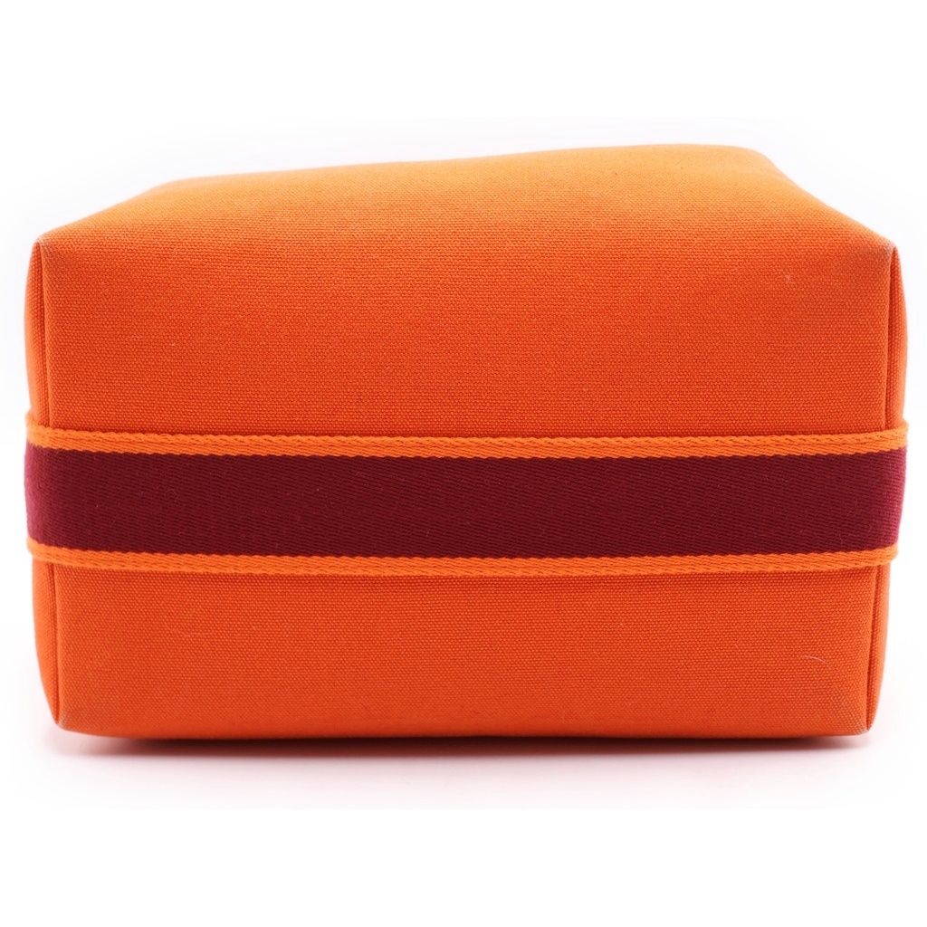Hermes Brid Black PM Handbag Pouch Canvas Orange — view 4