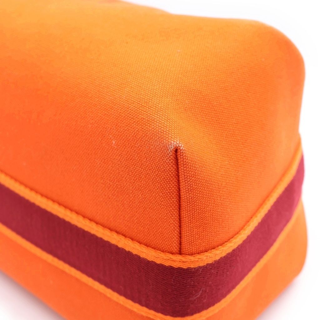Hermes Brid Black PM Handbag Pouch Canvas Orange — view 5