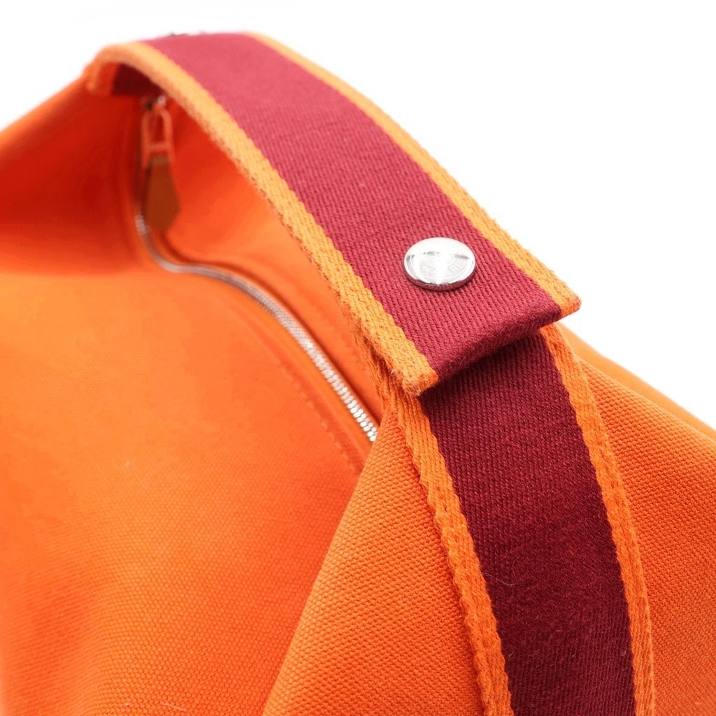 Hermes Brid Black PM Handbag Pouch Canvas Orange — view 7