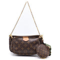 Louis Vuitton Tee Pochette Sowa Chain Shoulder Back Monogram Leather Brown Khaki