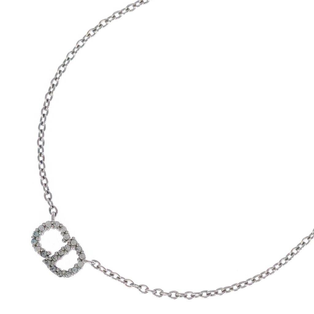 Dior Clair D Lune CD Logo Rhinestone Pendant Silver