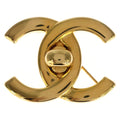 Chanel CC Logo Lock Bro Gold Plated Brooch