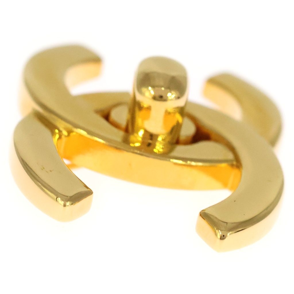 Chanel CC Logo Lock Bro Gold Plated Brooch — view 3