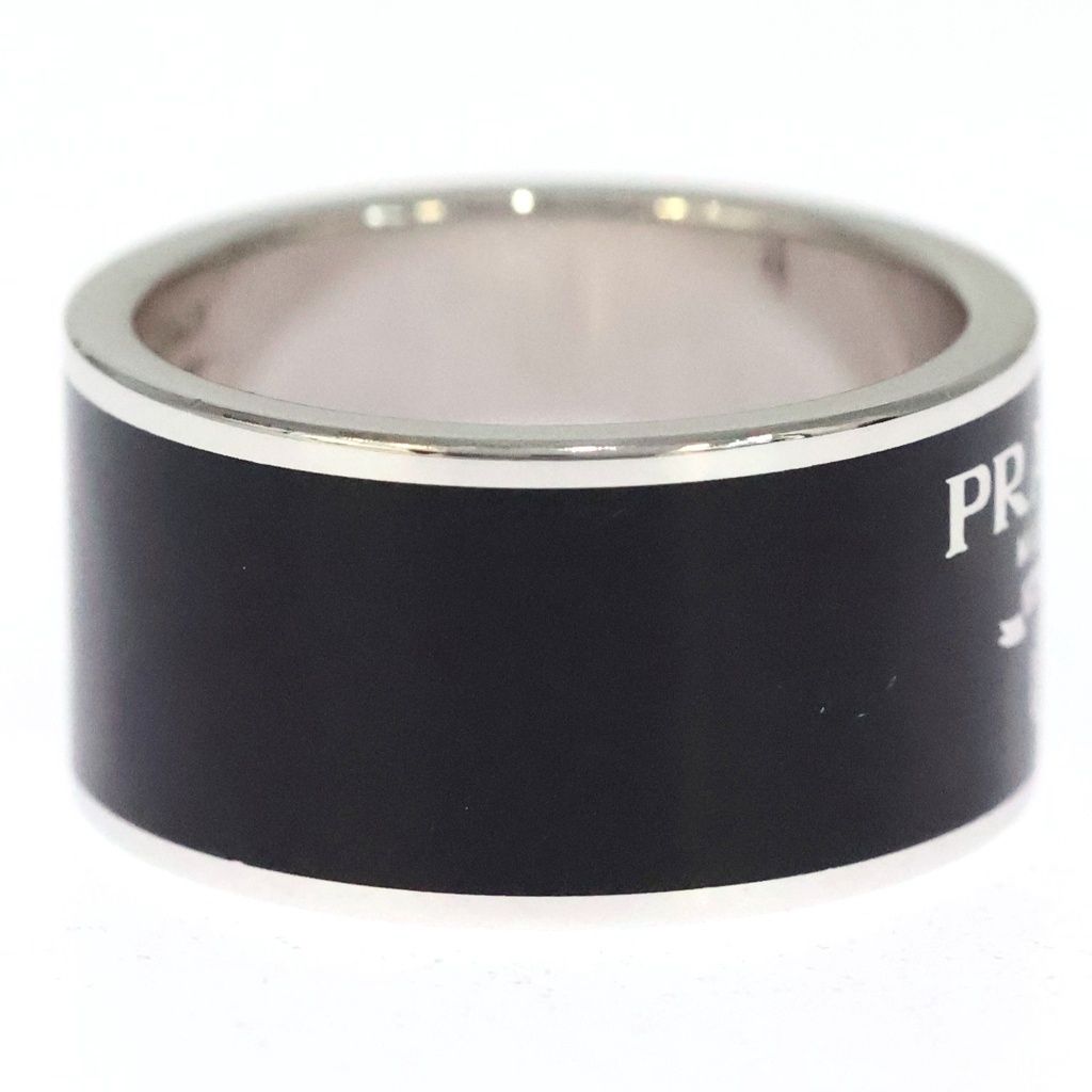 Prada Enamel Silver Ring Logo Black — view 3