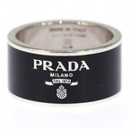 Prada Enamel Silver Ring Logo Black — view 4
