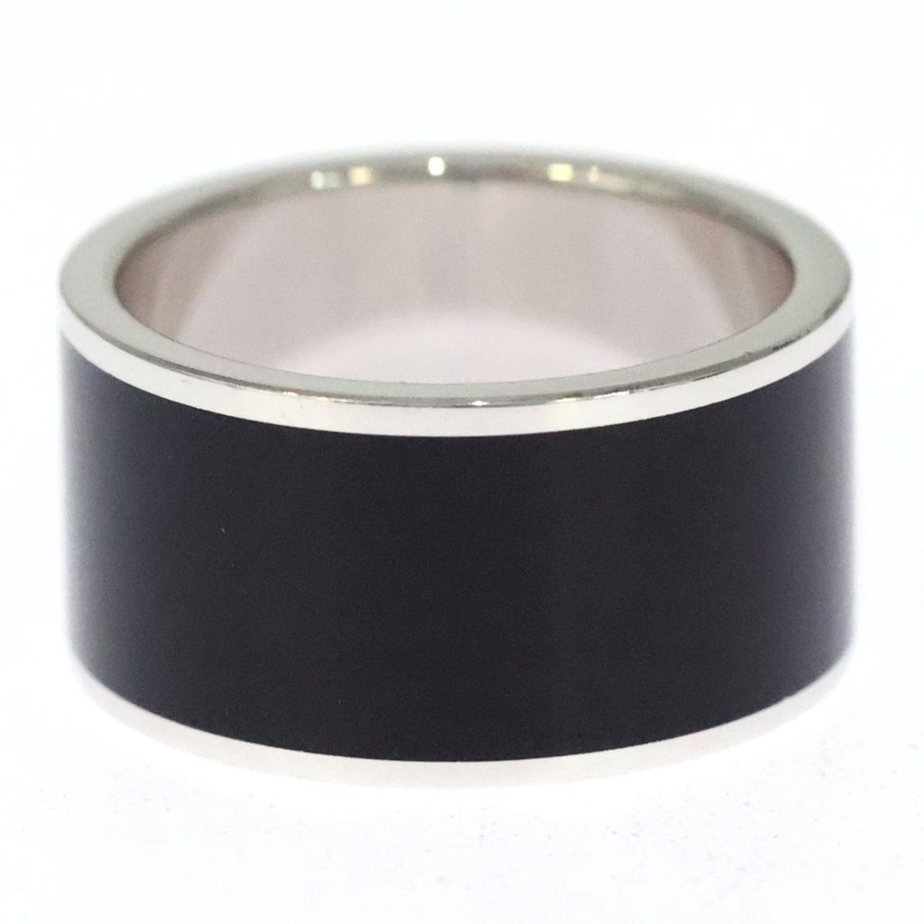 Prada Enamel Silver Ring Logo Black — view 2