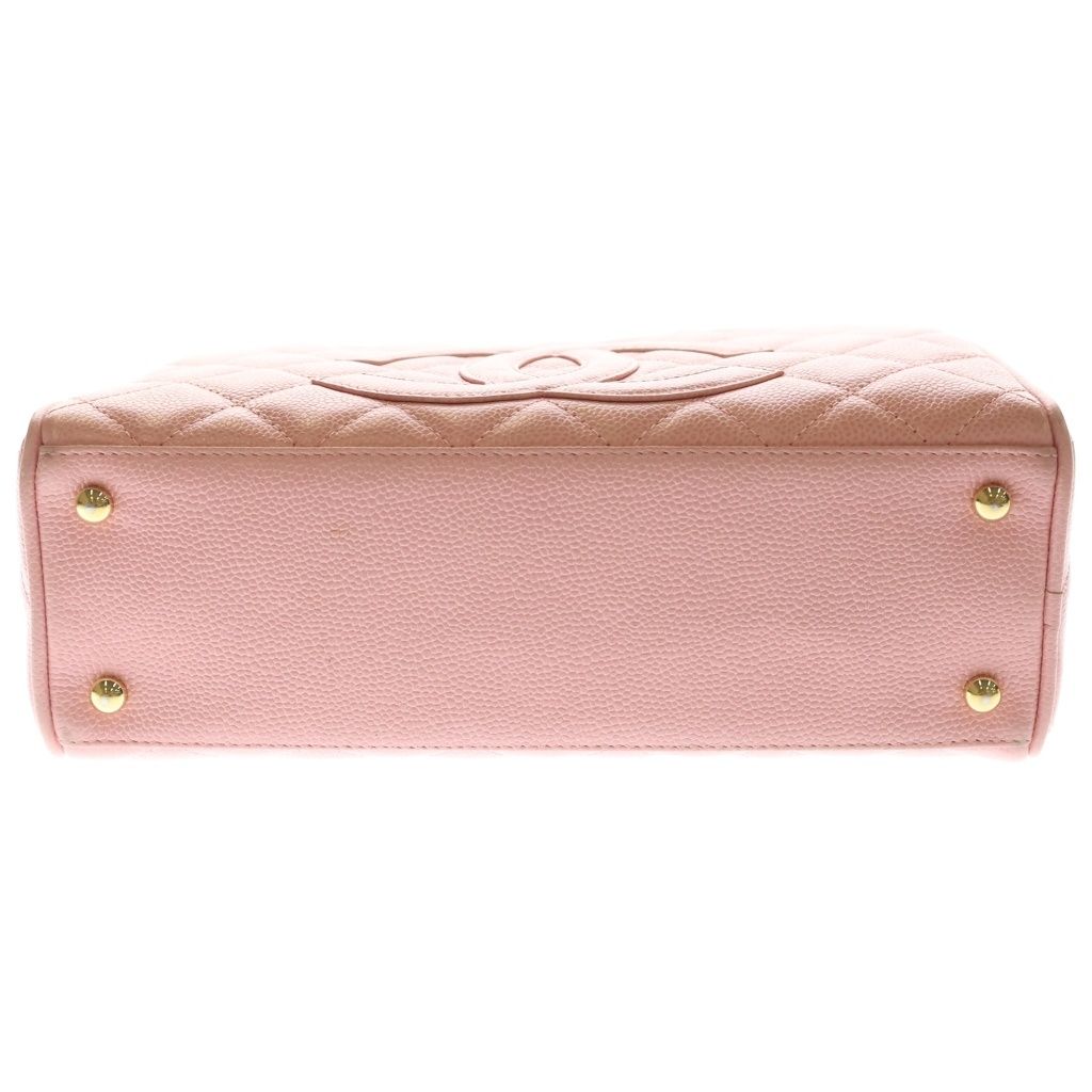 Chanel Quilted CC Logo Mini Strike Gold Caviar Leather Pink Handbag — view 4