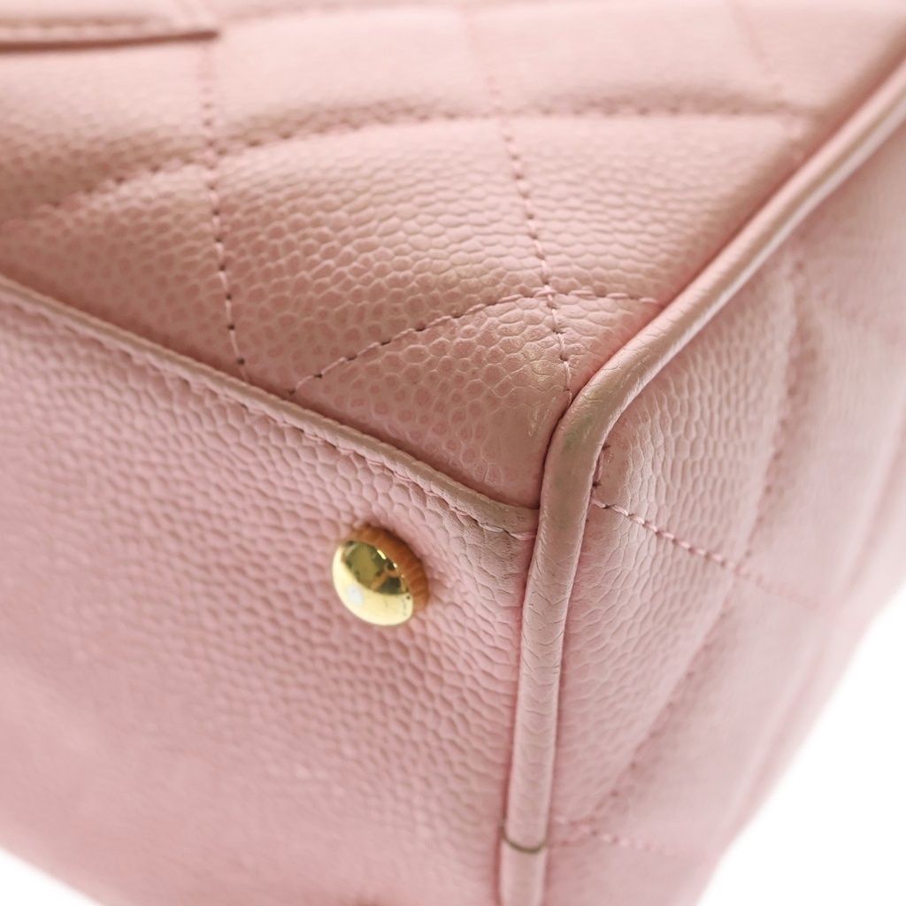 Chanel Quilted CC Logo Mini Strike Gold Caviar Leather Pink Handbag — view 6
