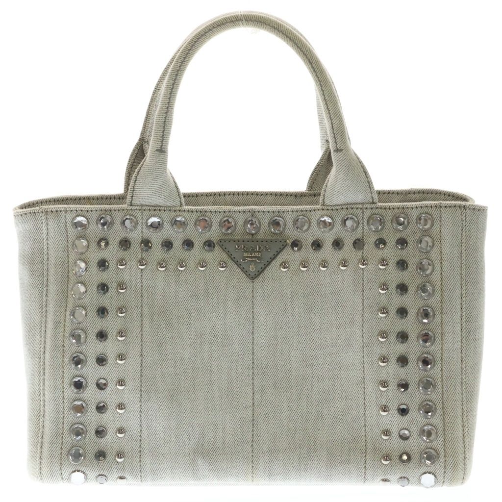 Prada Canapa Ju Rhinestone 2-Way Shoulder Bag Tote Eye Canvas