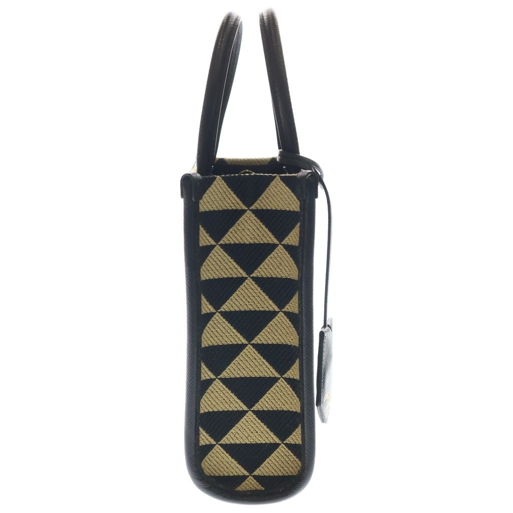 Prada Symbol Jacquard Mini 2-Way Back Canvas Brown Black Shoulder — view 3