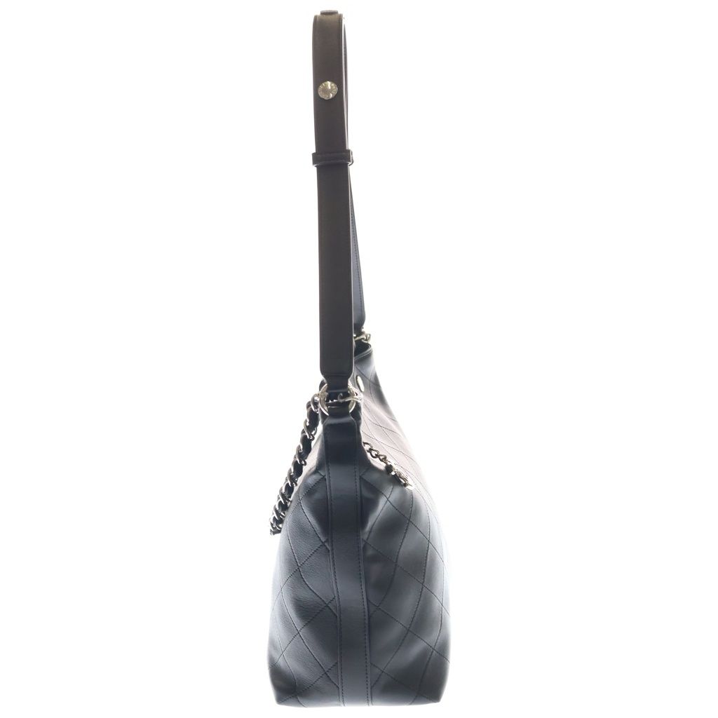 Chanel Tote Chain Black Leather Silver — view 3