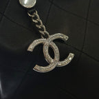 Chanel Tote Chain Black Leather Silver — view 6