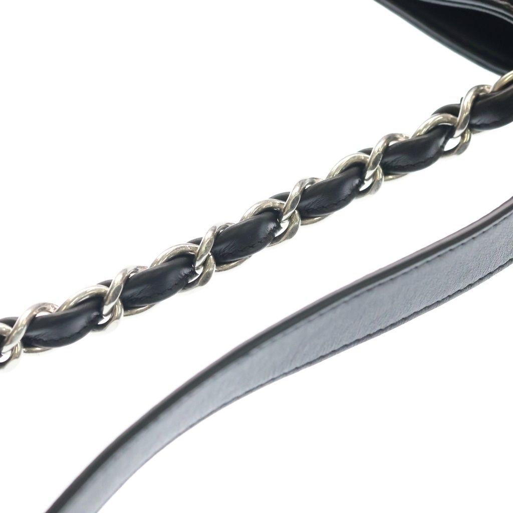 Chanel Tote Chain Black Leather Silver — view 7