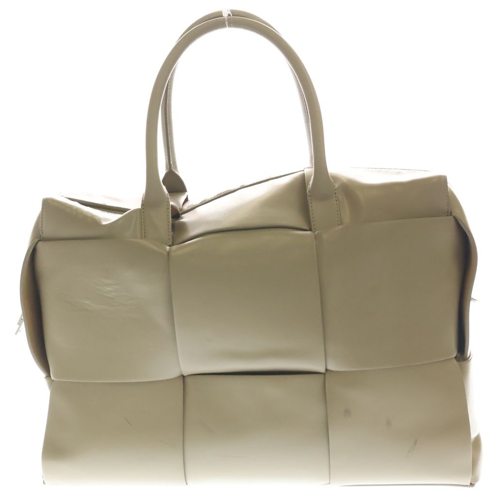 Bottega Veneta Arco Maxi Intreccia Leather 2-Way Handbag Beige