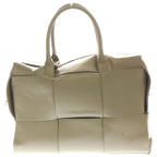 Bottega Veneta Arco Maxi Intreccia Leather 2-Way Handbag Beige