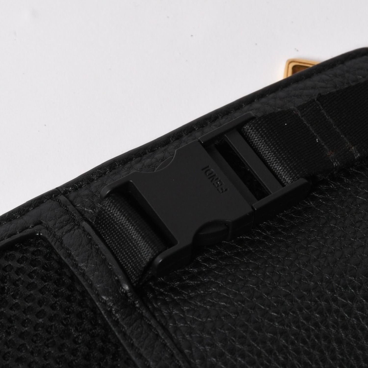 Fendi Belt Bag Back Zucca Pattern Nylon Leather Black Gold — view 6