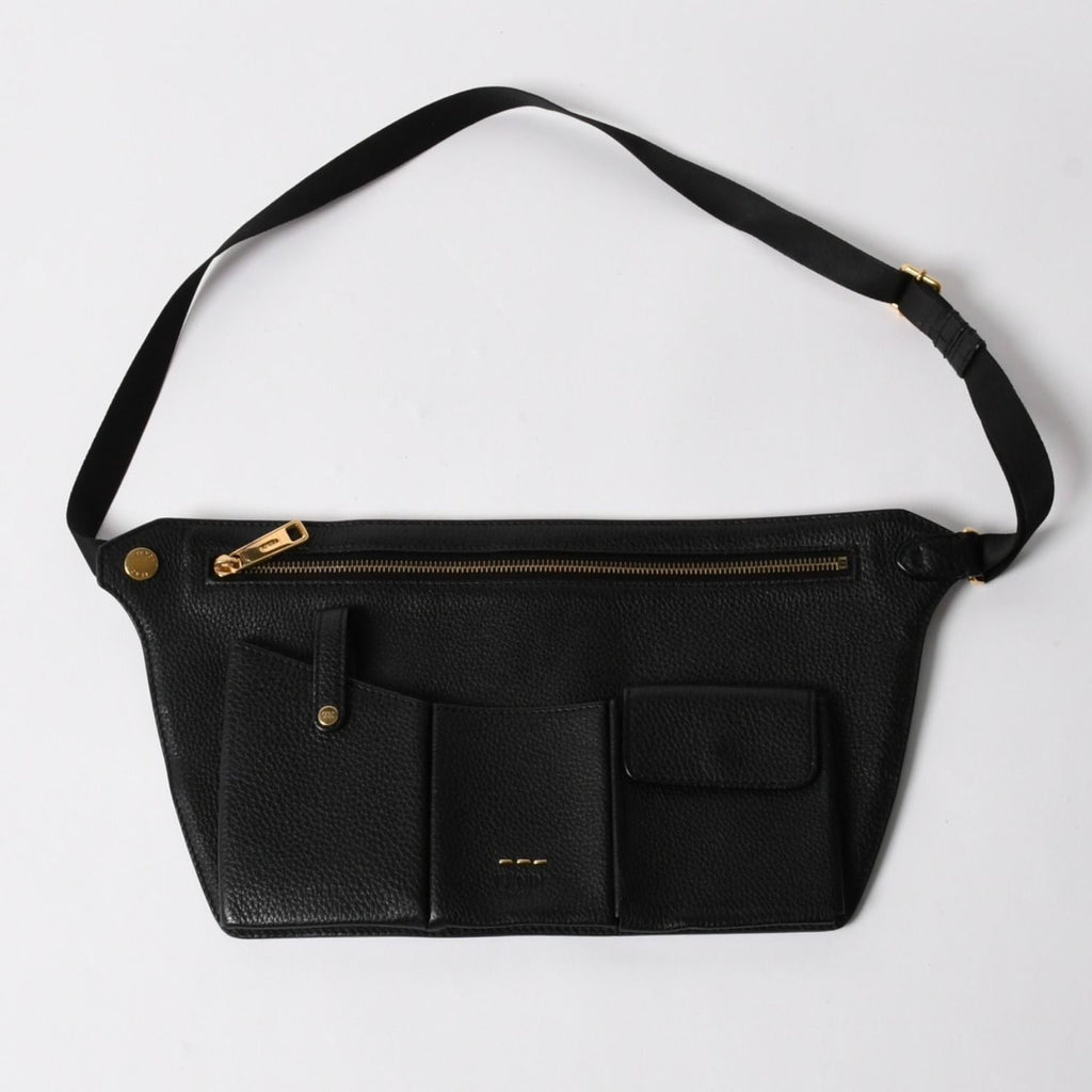Fendi Belt Bag Back Zucca Pattern Nylon Leather Black Gold