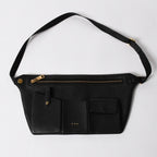 Fendi Belt Bag Back Zucca Pattern Nylon Leather Black Gold