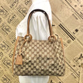 Gucci GG Canvas Tote Business Everyday Leather Brown