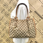 Gucci GG Canvas Tote Business Everyday Leather Brown — view 2