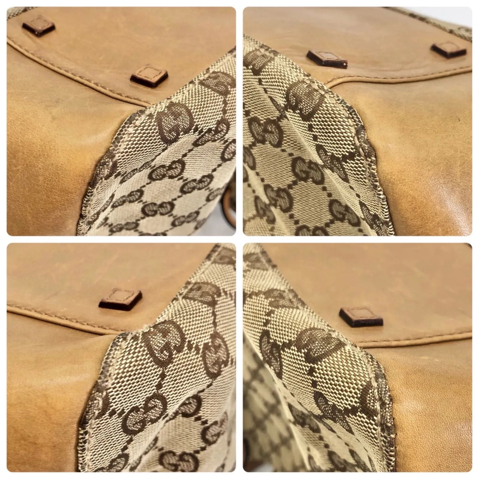 Gucci GG Canvas Tote Business Everyday Leather Brown — view 7