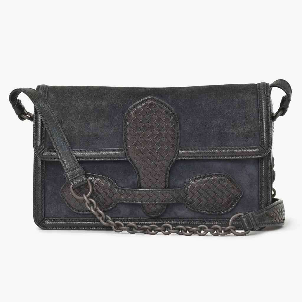 Bottega Veneta Intrecciato Rialto Chain Shoulder Bag Black
