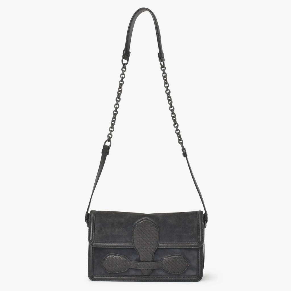 Bottega Veneta Intrecciato Rialto Chain Shoulder Bag Black — view 4
