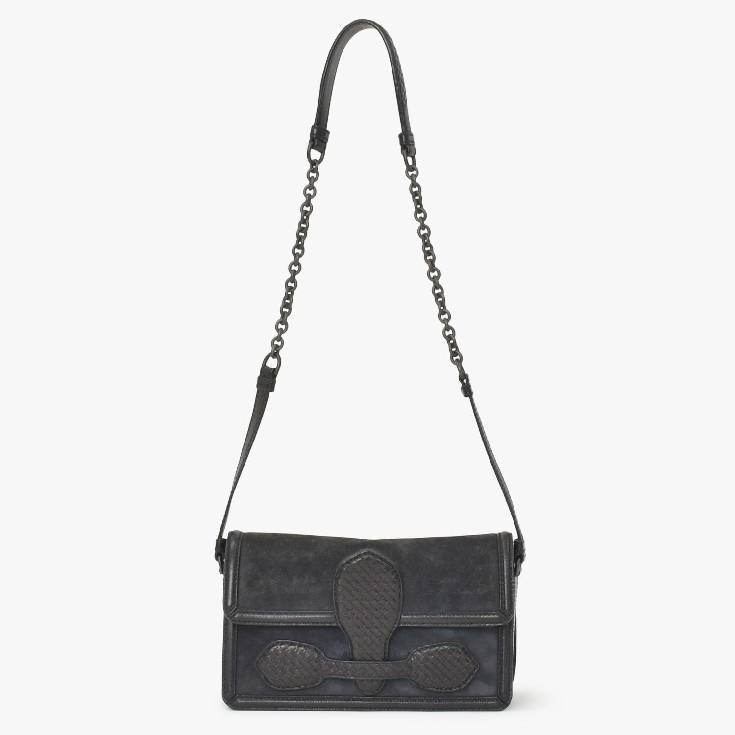 Bottega Veneta Intrecciato Rialto Chain Shoulder Bag Black — view 4