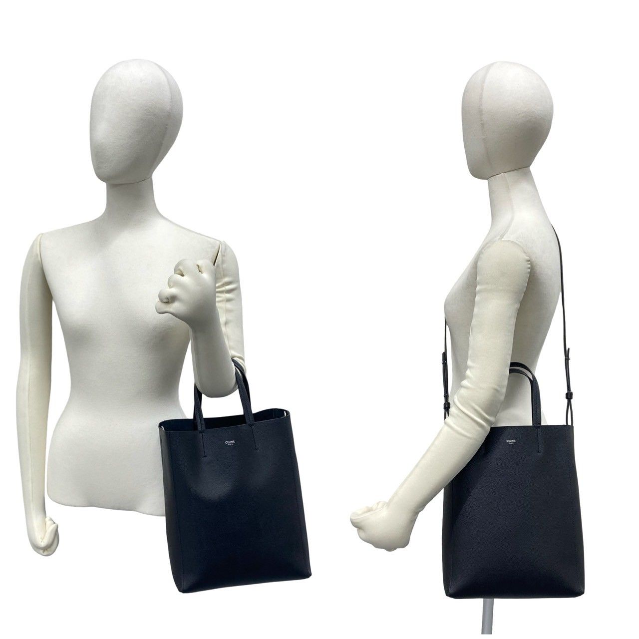 Celine Vertical Cabas Small Leather 2-Way Shoulder Bag Black — view 2