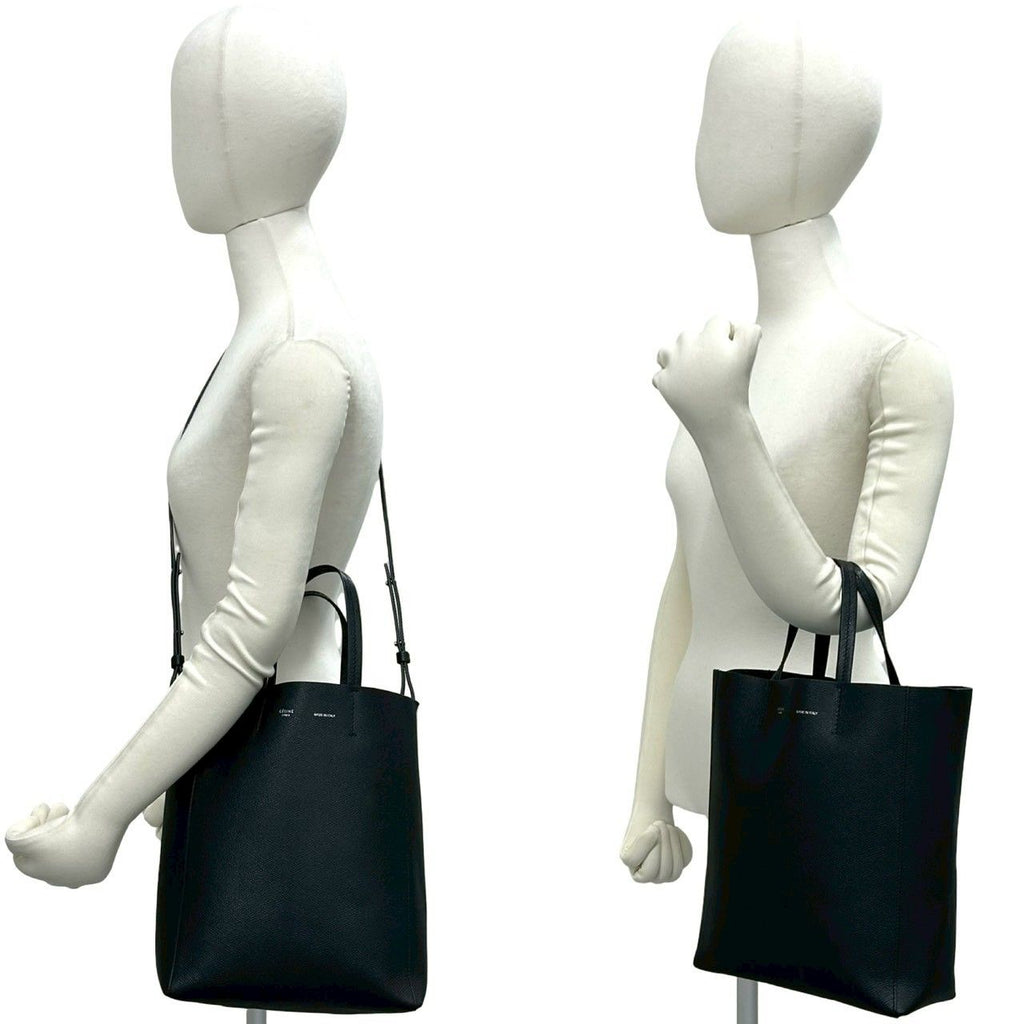 Celine Vertical Caba Small Leather 2-Way Shoulder Bag Mini Tote Black — view 2