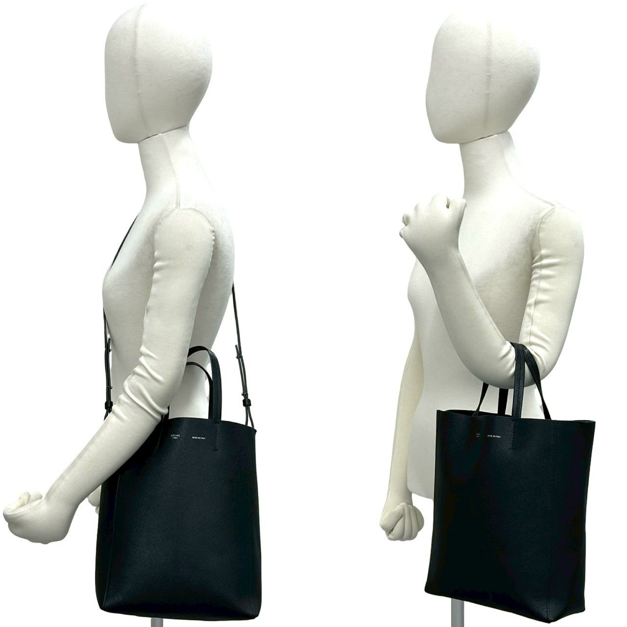 Celine Vertical Caba Small Leather 2-Way Shoulder Bag Mini Tote Black — view 2