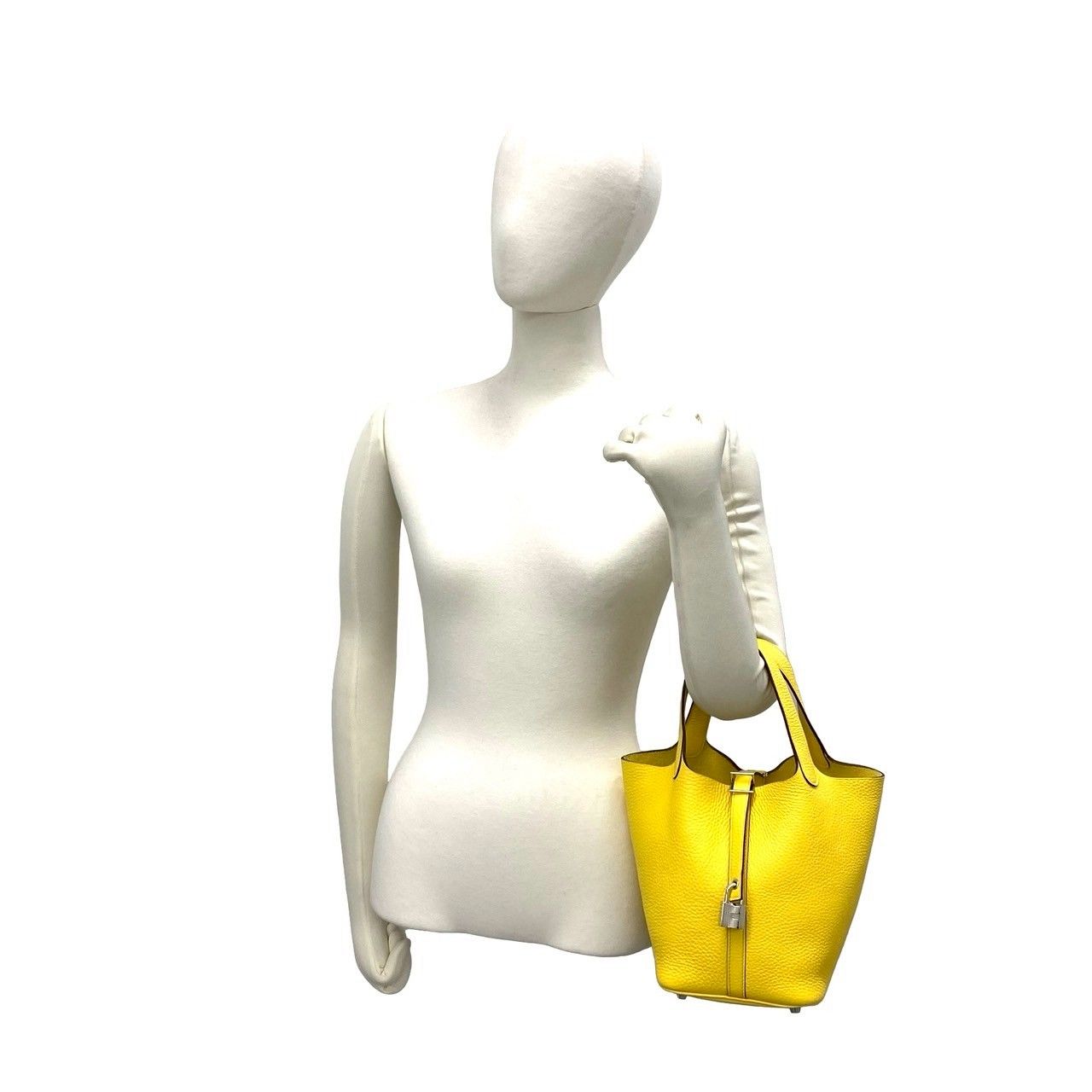 Hermes Picotin Lock PM Taurillon Clemence Handbag Mini Tote Yellow Jonenaple — view 2