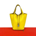 Hermes Picotin Lock PM Taurillon Clemence Handbag Mini Tote Yellow Jonenaple