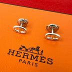 Hermes Chaine D'ancre Earrings 925 Sterling Silver
