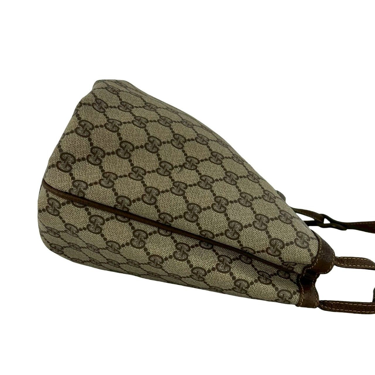 Gucci Vintage GG Logo Pattern Leather Shoulder Bag Crossbody Pochette Brown — view 6