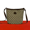 Gucci Vintage GG Logo Pattern Leather Shoulder Bag Crossbody Pochette Brown