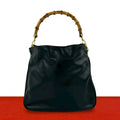 Gucci Vintage Bamboo Leather Shoulder Bag Black