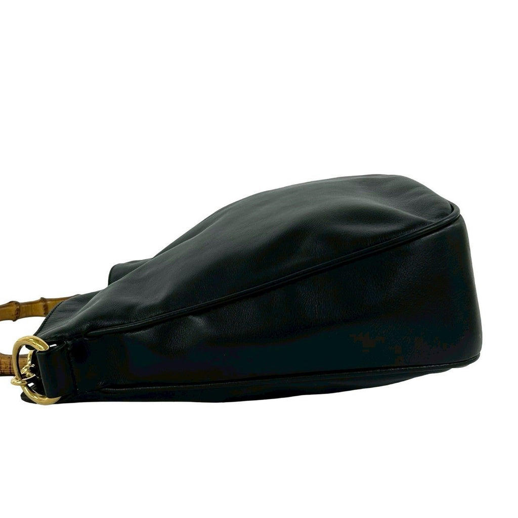 Gucci Vintage Bamboo Leather Shoulder Bag Black — view 5