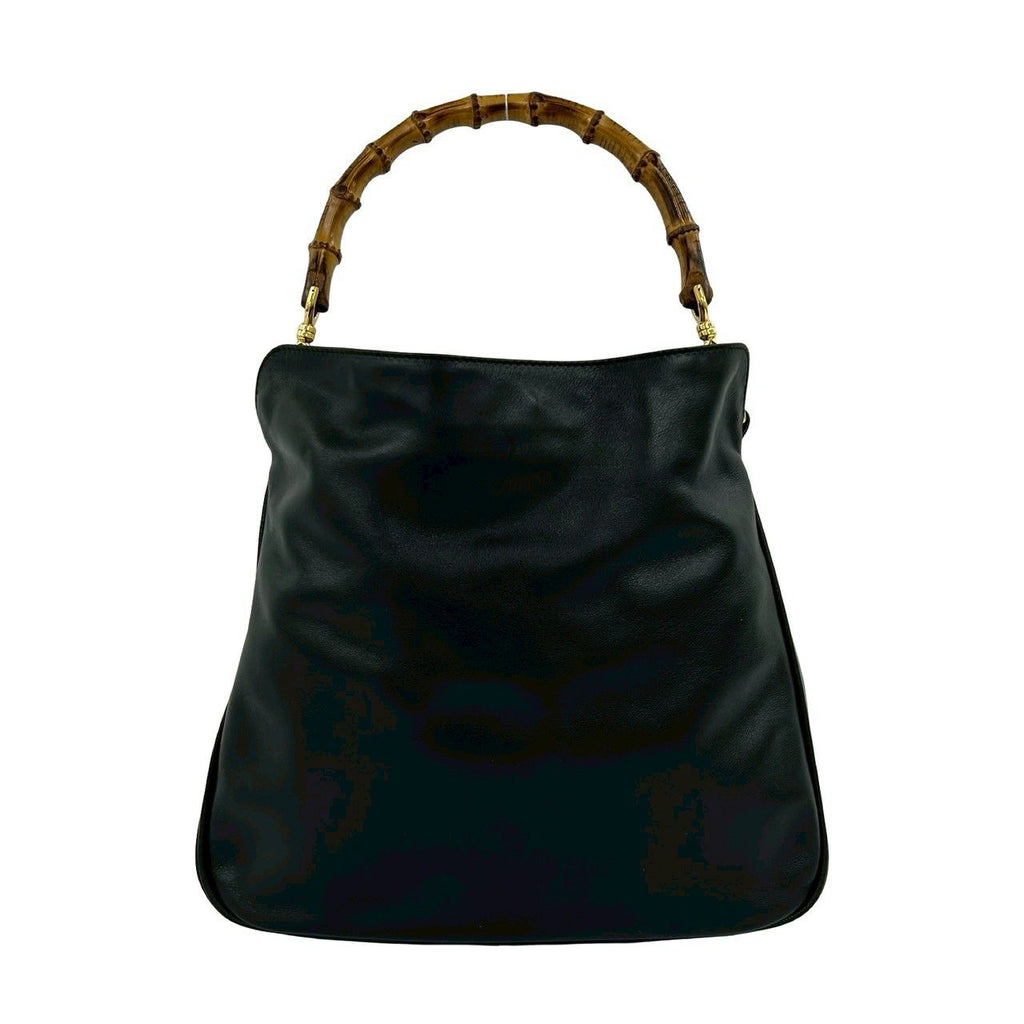 Gucci Vintage Bamboo Leather Shoulder Bag Black — view 3