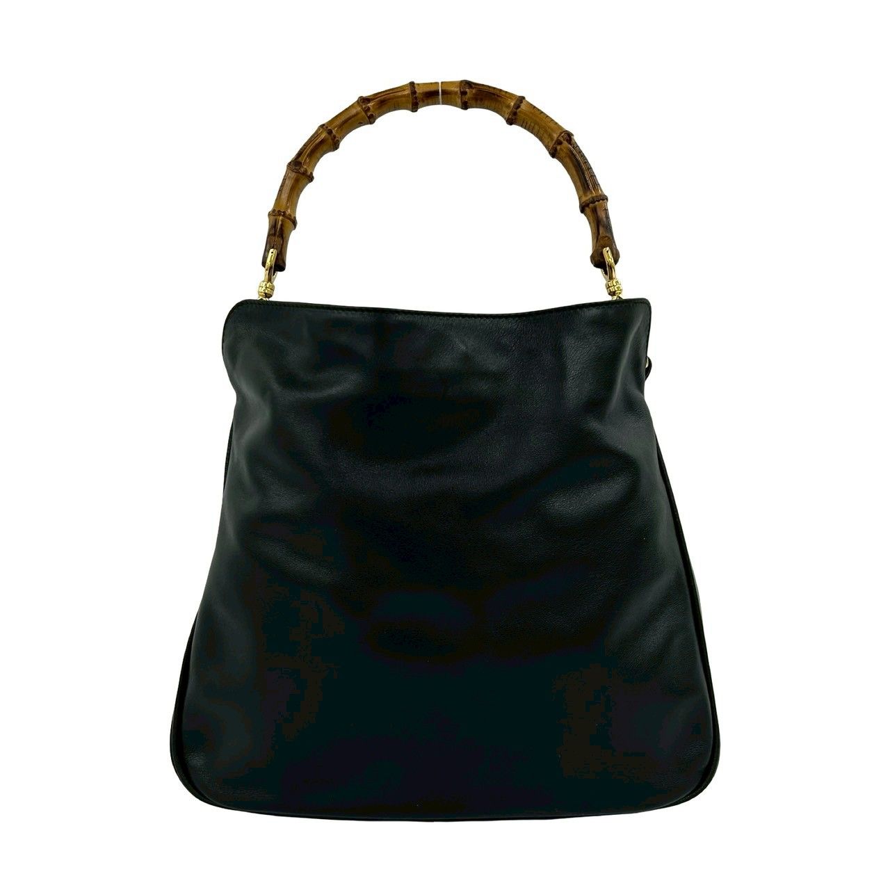 Gucci Vintage Bamboo Leather Shoulder Bag Black — view 3