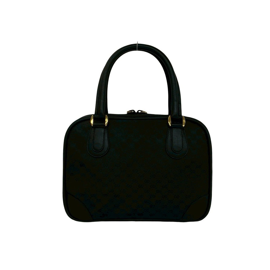 Gucci Vintage Micro GG Logo Canvas Leather Mini Boston Bag Black — view 3