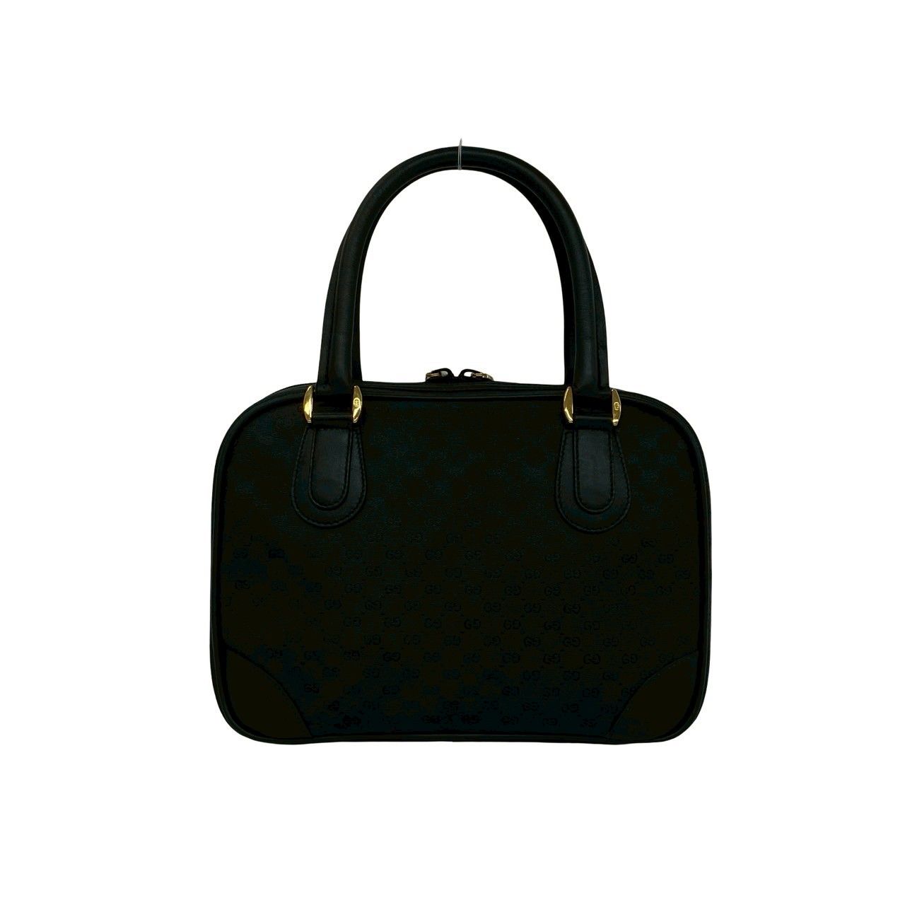 Gucci Vintage Micro GG Logo Canvas Leather Mini Boston Bag Black — view 3