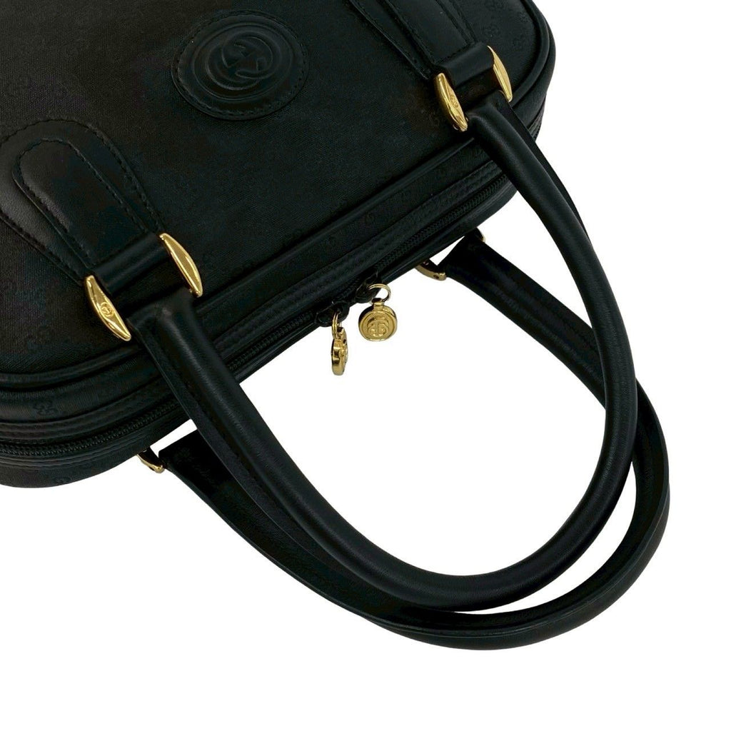 Gucci Vintage Micro GG Logo Canvas Leather Mini Boston Bag Black — view 4