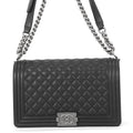 Chanel Chain Shoulder Bag Boy Large Quilted CC Logo Lambskin Black