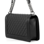 Chanel Chain Shoulder Bag Boy Large Quilted CC Logo Lambskin Black — view 2