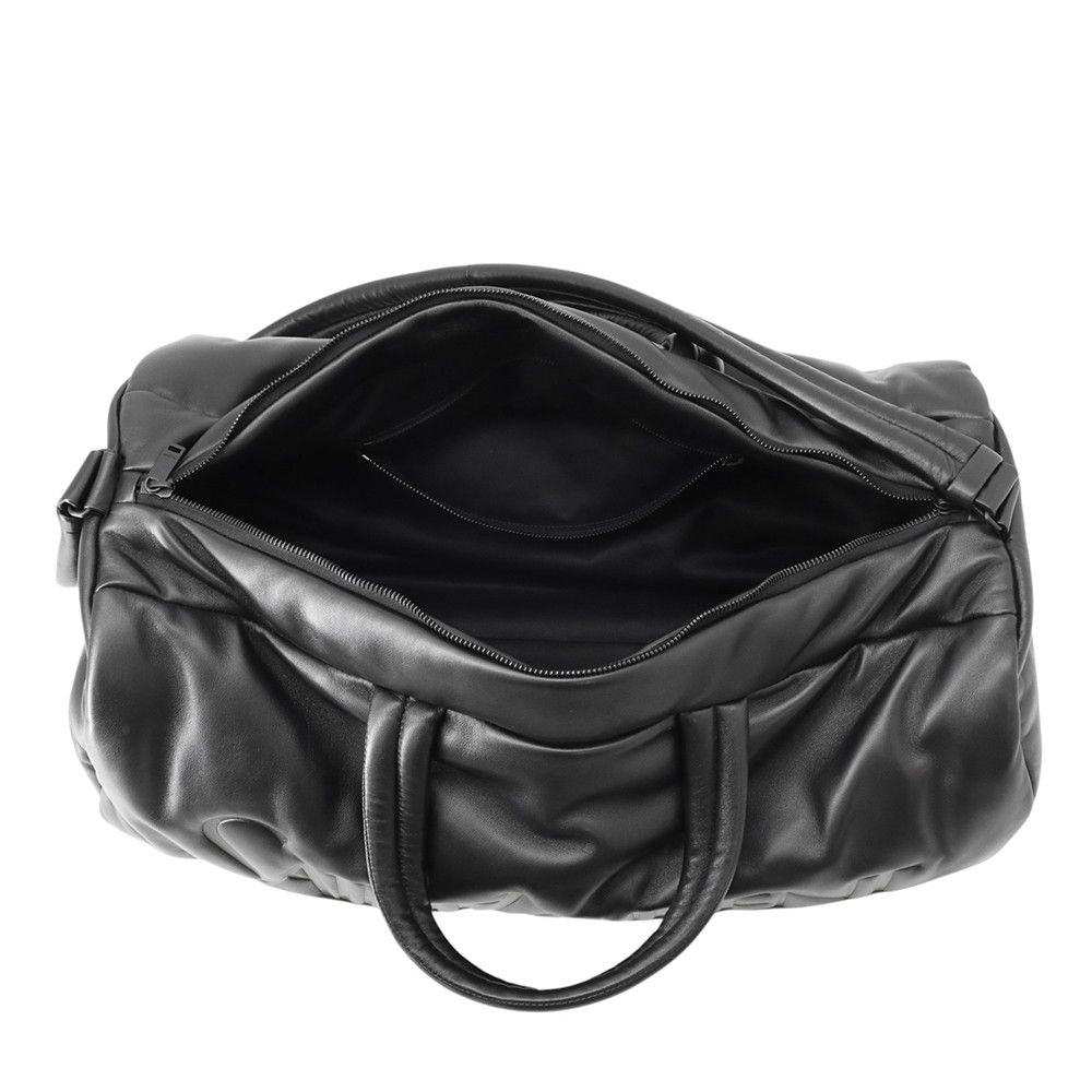 Saint Laurent Paris Boston Bag Wide Logo Puffer Lambskin Black — view 6